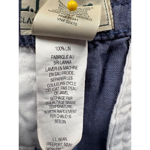 L.L. Bean Classic Fit Straight Linen Pants Size 10 PET Dark Blue 100% Linen - Picture 4 of 11